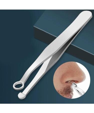Stainless Steel Nose Hair Tweezers - Precision Ring Trimmer for Facial Hair Eyebrows & Nose Care - Buy Online on GoSupps.com