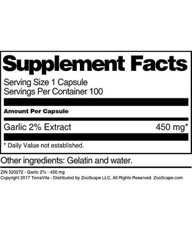 Garlic 2% - 450 mg (100 Capsules ZIN: 520272) - 3 Pack - Buy Online on GoSupps.com