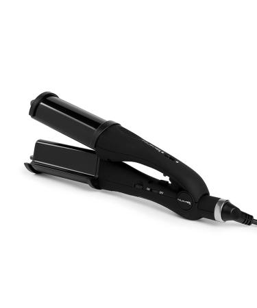 NuMe Pentacle 2-in-1 Deep Waver and Curling Wand, Professional Ceramic Deep Hair Waver for Beachy Waves, Hair Crimper (Black)