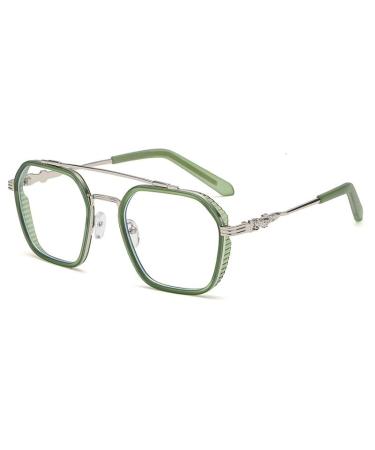 Fuqinqingoz Clearly reading glasses convenient anti-blue light computer reader pilot glasses flat light level glasses for women (color: green size: +0.00) +0.00 green