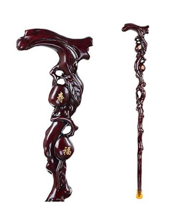 Disabled&Elderly Lightweight Non-Slip Solid Wood Canes Men&Women Hiking Wood Walking Sticks Mountaineering Crutch Safehappy Crimson 93cm