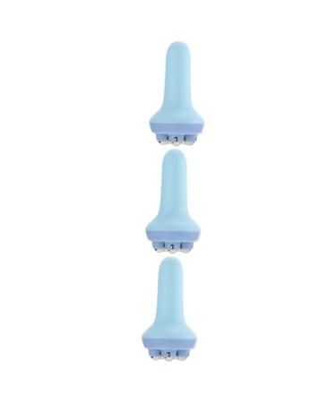 Lurrose 3st massage roller rear roller board head roll made of metal ice face roll Massage device for hair growth punch massage tab for the body leg roller grain sports steel ball 14.5x7.5cmx3pcs bluex3stk