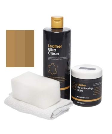 Furniture Clinic - Easy Leather Restoration Set - Leather Cleaner and Color Refreshment balm - scratches Solvation Objections - car seats sofas clothing shoes and bags (beige)