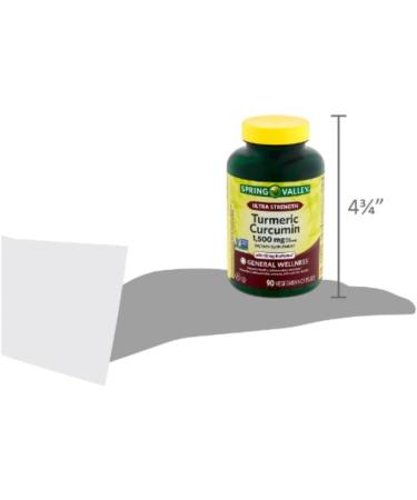 Spring Valley Turmeric Curcumin Ultra Strength 1500mg 90 Count + STS Sticker - Buy Online on GoSupps.com