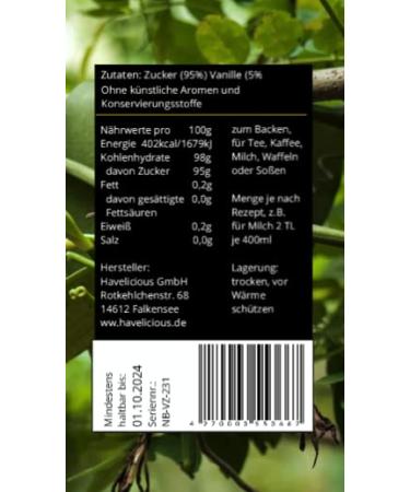 Havelicious Bourbon Vanilla Sugar 100g - Pure No Additives Made in Havelland Madagascar Vanilla - International Shipping Available - Buy Online on GoSupps.com