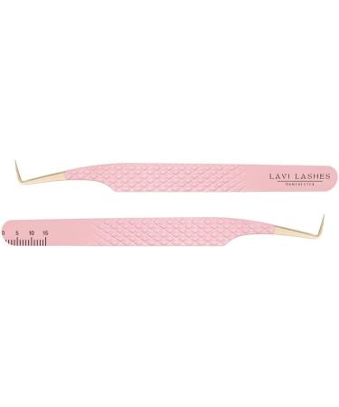 Fiber Tip Eyelash Tweezers Professional Stainless Steel Tweezers Lash Extension Isolation Volume Classic Lashes Curved Straight Tweezer with Measurements - Pink Lavi Lashes (L Shape 90) - Buy Online on GoSupps.com