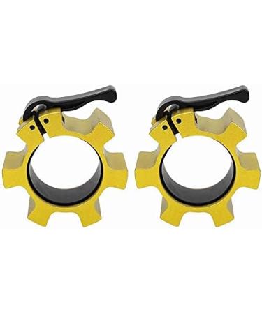 Buy Metal Olympic Barbell Collar 50mm | Aluminum Alloy Dumbbell Locking Spin Clip - Perfect for Crossfit Weightlifting & Fitness - 2 Pieces Gold - Buy Online on GoSupps.com