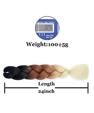 Fanyu 3 Packs 24 Synthetic Braiding Hair - Ombre Jumbo Braids Extensions for Crochet (DB-Black-Brown Blonde) - Buy Online on GoSupps.com