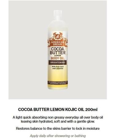 American Dream Huile corporelle au beurre de cacao et cr me pour le corps au beurre de cacao et au citron pour claircir la peau. Produits de taille compl te - Buy Online on GoSupps.com