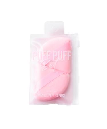 Pink Triangle Powder Puffs Set - 2 Pieces & Clear Reusable Pouch | Beauty Creations - International Shipping Available - Buy Online on GoSupps.com