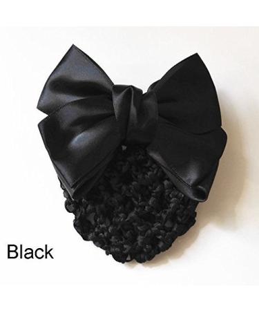 AKOAK 2 Pcs Black Bowknot Snood Net Barrette Hair Clip Bun Cover - Chic Hair Accessory - Buy Online on GoSupps.com