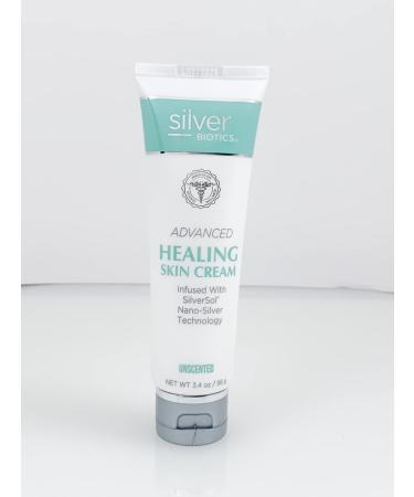 American Biotech Labs - Silver Biotics Solution - Advanced Healing Skin Cream - Silversol Nano-silver Infused Silver - Hyaluronic Acid - Unscented - 3.4 Oz. 20 Ppm Colloidal Silver Unscented  3.4 Ounce (Pack of 1)