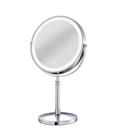 Malloy 1Set 10X LED Mirror Magnification Cosmetic Mirror 2 Side Brightness with 3 Colors A Chrome
