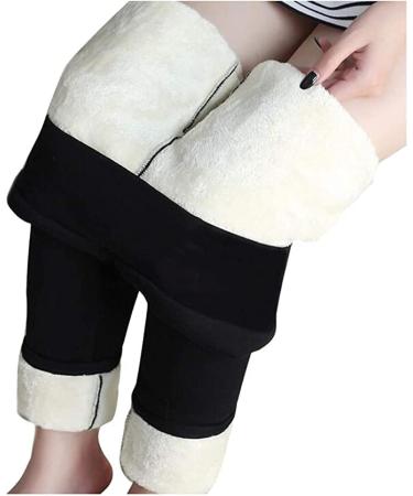 VYOFLA Sherpa Fleece Lined Leggings for Women, Winter Warm Thermal Yoga Pants High Waist Stretchy Workout Leggings Tights Medium Black