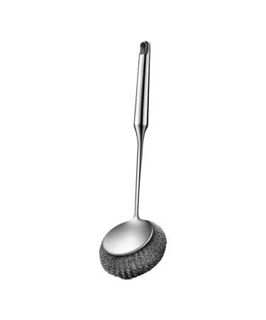 Ioensy Stainless Steel Scourer Scrub Brush Removes Oil and Dirt Stains Kitchen Cleaning Brush for Bowls Tiles Bathroom BBQ Thin