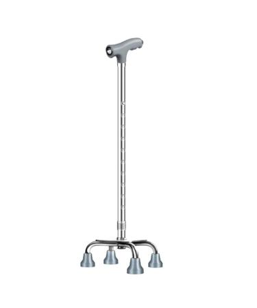 Walking Stick with LED Lights Multi-Function Crutches Height Adjustable Anti-Slip Telescopic Elderly Cane Silver Fashionable Bathing in Sunlight