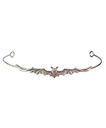 YOVECATHOU Forehead Bat Metal Slim Halloween Headband Hoop Hair Tiara Crown For Men Women Cosplay Party Birthday Prom (Black)
