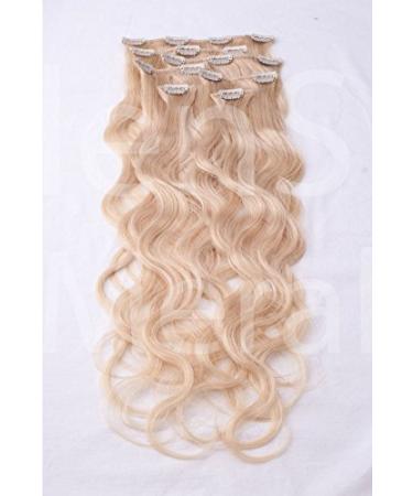 Clip in extensions set 100% real hair 7 part 70g hair extension 40-45cm corrugated (55cm stretched) Clip-in hair extension #60 white blonde