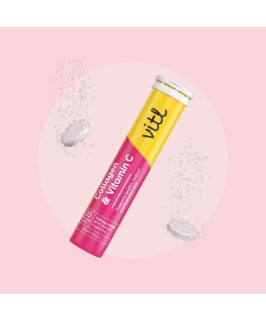 Vitl Collagen & Vitamin C Effervescent - 20 Tablets - Unleash Your Radiant Beauty from Within - 1 Month Supply - Buy Online on GoSupps.com