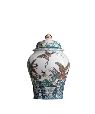 Tea Can Flower and Bird Ceramic Storage Cans Sealed Tea Cans Exquisite General Cans Flower Arrangement Vase Home Candy Nuts Storage Box Tea Storage Box (Color : Large) (Small)