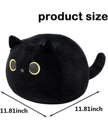 KOMUNJ Black Cat Plush 30cm - Soft Stuffed Animal Toy for Kids & Adults | Cute Cat Pillow Gift for Valentines & Birthday - Buy Online on GoSupps.com