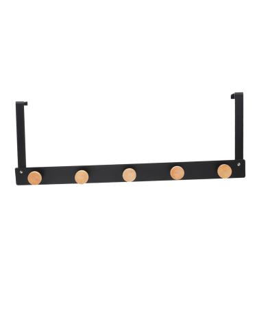PRETYZOOM Rear Hanging for Hook Over Home Multi-Functional The Towel Punch- Punch Door Clothing Rack 50X8cm Black