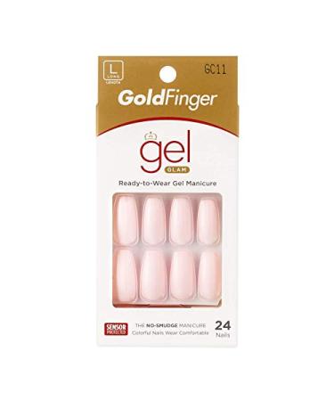 Gold Finger Gel Glam Color Nail Press On Full Cover Nails Glue On Nails Manicure Long Fake Nails with Glue GC11