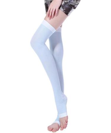 Sky Blue Knee Compression Stockings - Open Toe Knee-High Graded Pressure for Varicose Veins - 1 Pair - Buy Online on GoSupps.com