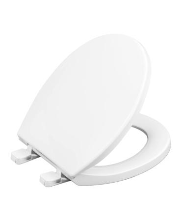 Toilet seat Round with Slow Close Hinges, Four Bumpers Never Loosen and Easily Remove, Two Sets of Parts, Plastic, White Toilet seat Round, Slow Close, Never Loosen and Easily Remove, Plastic, White Round White - Adult Seat