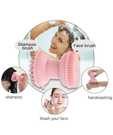 MYCOMBO Exfoliating Silicone Body Scrubber - 2 in 1 Bath & Shampoo Brush | Scalp Massager | Hygienic & Long Lasting - Pink - Buy Online on GoSupps.com
