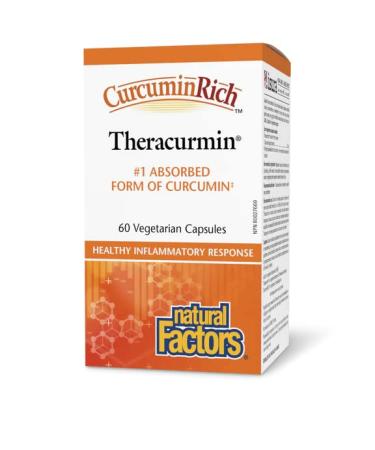 Natural Factors CurcuminRich Theracurmin Turmeric Extract 30mg Curcumin High Bioavailability 60 Vegan Capsules Lab-Tested Vegetarian Soy Free Gluten Free Non-GMO