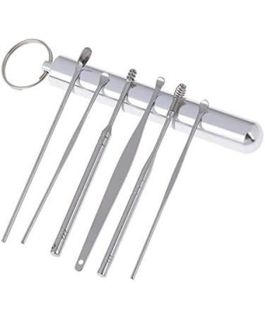 SEASD 6 Pcs Stainless Steel Spiral Ear Wax Removal Cleaner Set - Portable Ear Care Beauty Tools - Buy Online on GoSupps.com