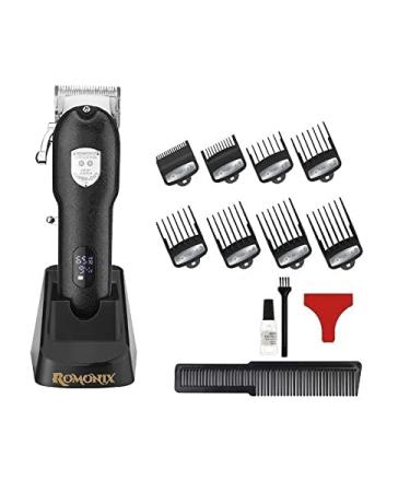 Professional Hair clipper Cordless Senior-Pro Romonix With charging stand and 8 Premium Cutting Guides Combs