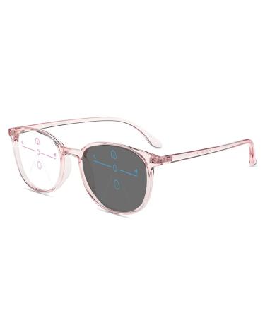 Firmoo Photochrome sunglasses Progressive Multifocal Reading Class For Women Men Anti Blue Light Filter Computer Glasses Reading Brille Multifocal Restrarian Leavings Eye load 2.0x pink
