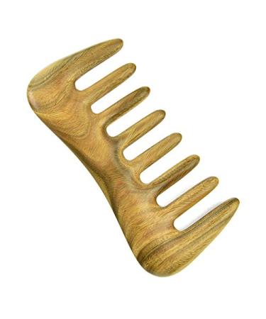 GRARRO Wide Tooth Hair Comb - Natural Wood Comb for Curly Hair - No Static Sandalwood Hair Pick Wooden Comb for Detangling