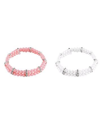 2 Pcs Pet Necklace Elastic Pearl Collar for Cats and Dogs Decorative Items for Cats and Dogs S Color 2