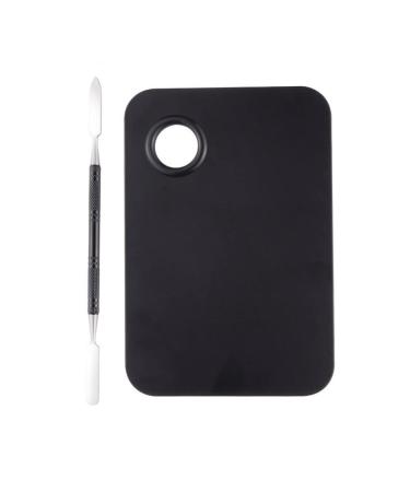 OUSIKA Black Makeup Blender Polished Mixing Plate Foundation Eyeshadow Blender Palette with Spatula Bar Color (Size : 75mm)