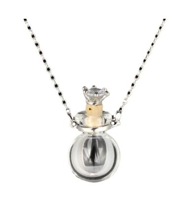 Lodmloer Memorial Sacific Hall chain clear crown stopper ball heart glass mini-glass necklace to open fire burial souvenir memory jewelry urn lanugo necklace with essential oils 4 60cm