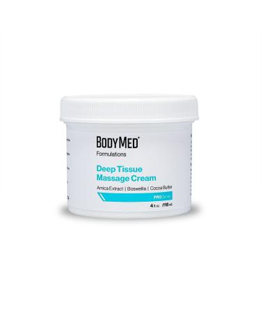BodyMed Formulations Deep Tissue Massage Cream, 4 oz.  Fragrance-Free, All-Natural Cream for Massage Therapy  Formulated with Arnica Extract & Cocoa Butter  Hypoallergenic & Paraben Free 4 Ounce (Pack of 1)