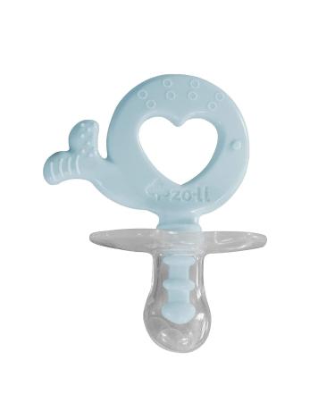 ZoLi Binki.T Pacifier+Teether All in One | Silicone Orthodontic Shape Pacifier with Fun Textured Teething Handle  Whale Shape  0 - 6 Months - Mist Blue / Ash Grey