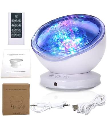 Ocean Wave Projector - 8 Lighting Modes Skylight Projection Lamp with Sleep Aids, Remote Control & Timer Function - Ideal for Children's Bedroom & Living Room Decor - White - Buy Online on GoSupps.com