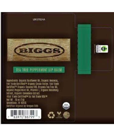 BIGGS Tea Tree Peppermint Lip Balm 0.25oz