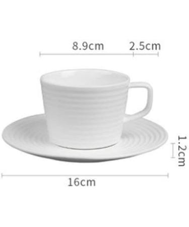 Set White Striped Ceramic Cup and Saucer Coffee Drinking Cup Breakfast Cup House Kitchen Office - Buy Online on GoSupps.com