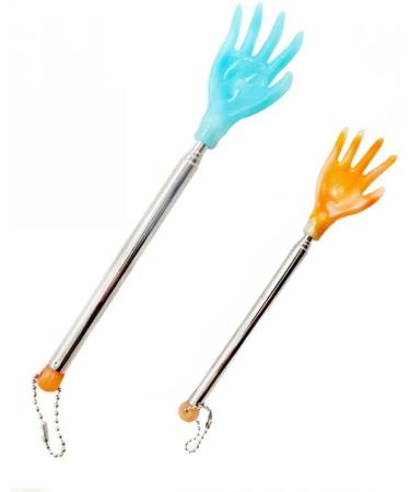 Dcniyt Telescopic Back Scratch & Massage Device - 2 Piece Stainless Steel Jewelry Tool (Blue & Orange) | International Shipping Available - Buy Online on GoSupps.com