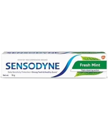 Buy Sensodyne Fresh Mint Toothpaste for Sensitive Teeth 75g with Soft Toothbrush - International Shipping Available - Buy Online on GoSupps.com