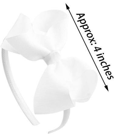 2 Pieces 4 Inch Bow Headband Grosgrain Ribbon Headbands With Bows For Girls (White) - Buy Online on GoSupps.com