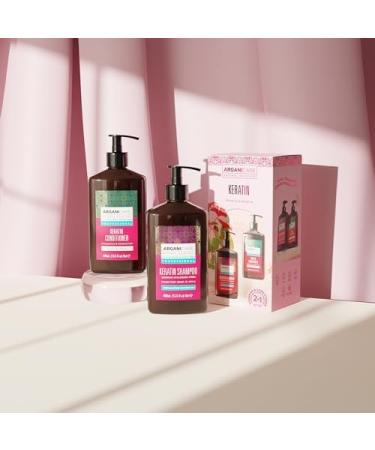 ARGANICARE | Keratin Shampoo + Conditioner | Intensely Regenerates Hair | Prevents and Treats Split Ends | Soft Silky and Shiny Hair | Made in France | 2x400ML - Buy Online on GoSupps.com