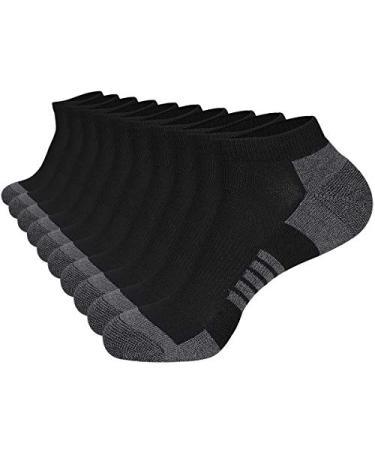 COOVAN 10 Pairs Mens Ankle Socks Men 10 Pack Low Cut Comfort Cushion Casual Socks Black Small-Medium