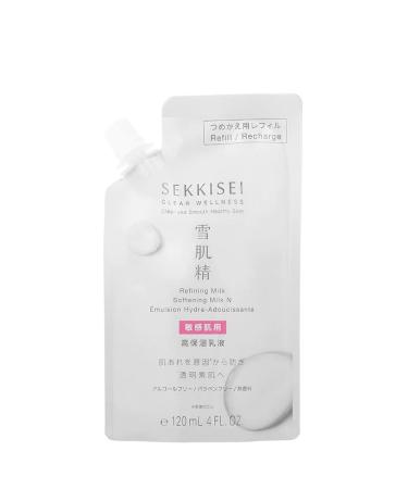 SEKKISEI CLEAR WELLNESS Softening Milk N REFILL Pouch Lightweight Facial Emulsion for Sensitive Skin 4 Ounce 4 Fl Oz (Pack of 1)