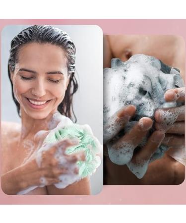 Loufee - Gant de toilette en luffa 2 en 1 - Peut contenir un savon - Boule de douche en maille pour le corps et la peau lisse - Serviette de vaisselle en luffa (blanc vert violet) Blanc + Vert + Violet - Buy Online on GoSupps.com
